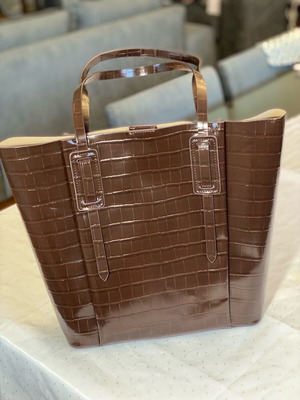 Zara tote bag shoulder brown croc leatherette new with magnetic clasp