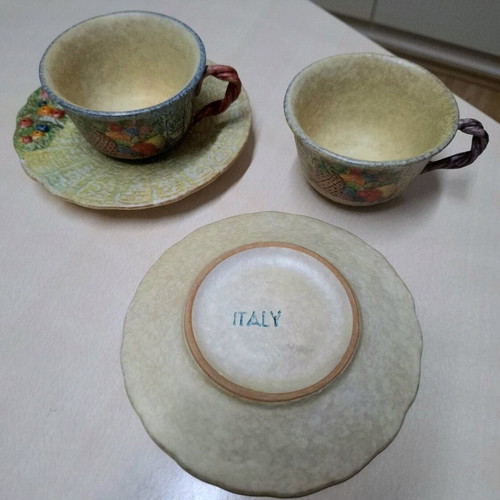 Italian handmade ceramic cups set of 2 new
