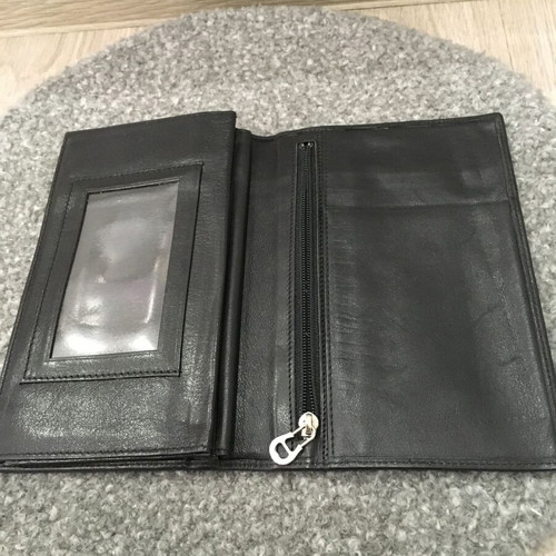 AIGNER Munich leather wallet unisex used, black, 2 parts
