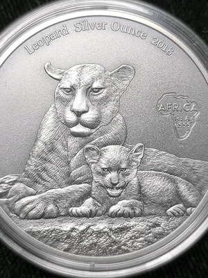 Gabon 1000 Francs African Ounce Wildlife Leopard silver coin new 2018
