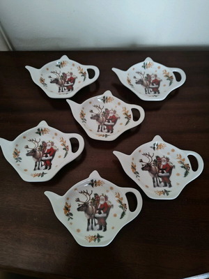 Christmas tea bag plates like new, set of 6 pieces