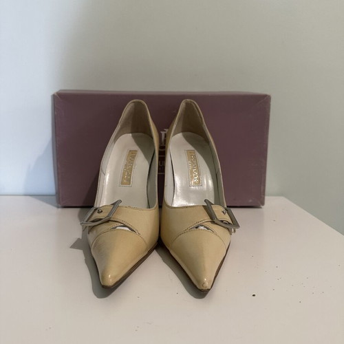 J. Bournazos Leather Pumps Nude with Buckle New