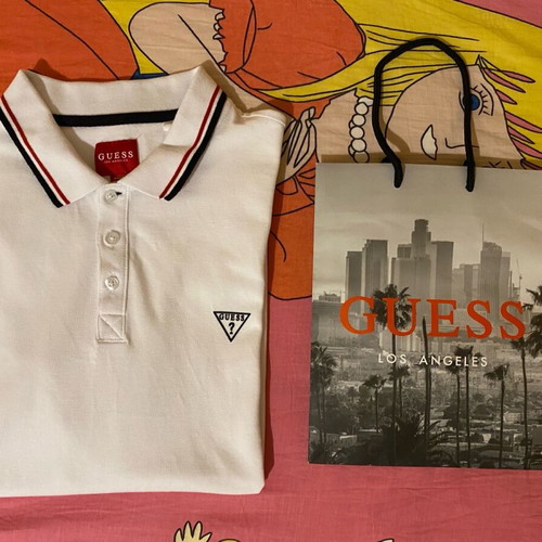 Guess white polo shirt new, size Large to Medium