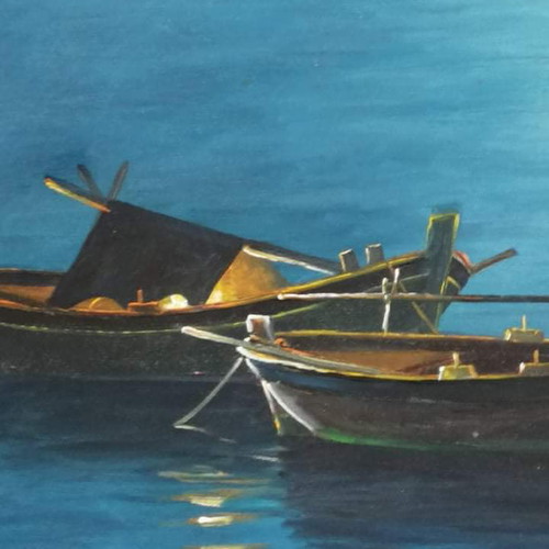 Painting N. Vrettos used 130×100 with Bourtsi Nafplio depiction