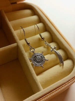 Handmade earrings with anchor and sword design, new with gift backings