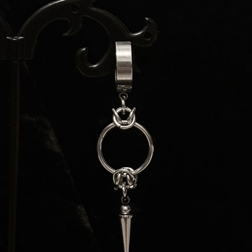 Chainmail earrings with spikes handmade, stainless steel, silver color