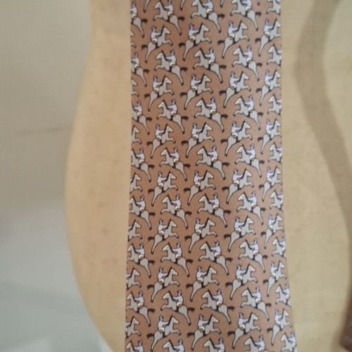 Hermes vintage silk brown tie