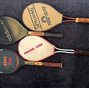 4 Old tennis rackets