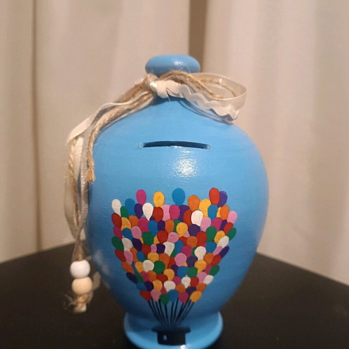 Handmade clay piggy bank new hand-painted