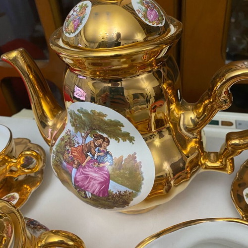 Gonca Dekor tea/coffee set for 6 people like new, porcelain with gold plating
