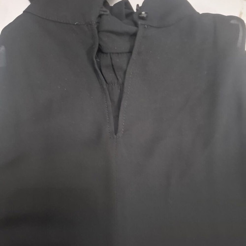 BSB black sleeveless blouse with ruffles and bow, size S