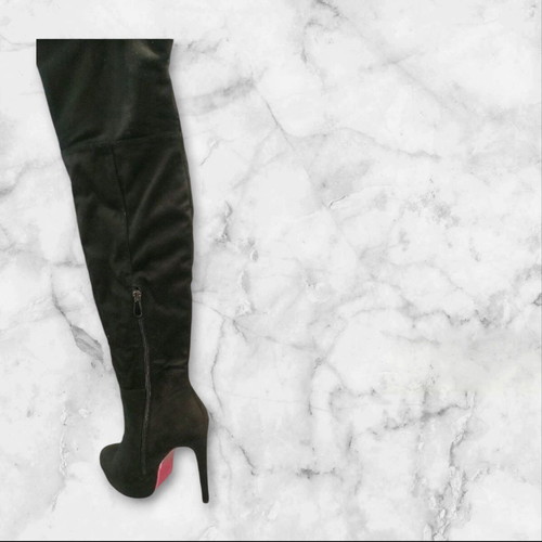 Black High Boots New With 13cm Heel Size 37