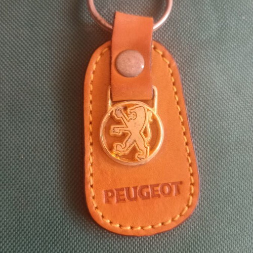 Authentic Vintage Peugeot Leather Keyring 1970s-1980s