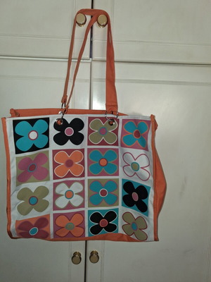 Totebag shoulder fabric bag with floral pattern