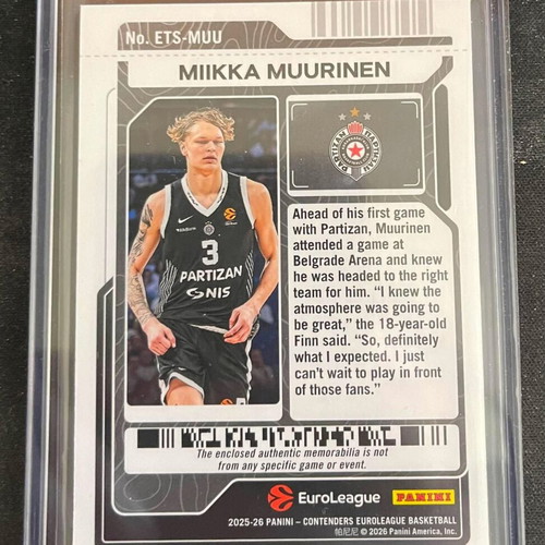 Mika Muurinen Patch Euroleague Contenders 2025-26 like new