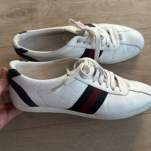 Gucci sneakers size 38.5 used, white and red