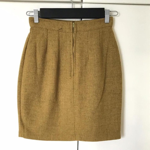 Wool handmade skirt brown yellow (mustard) new, warm midi