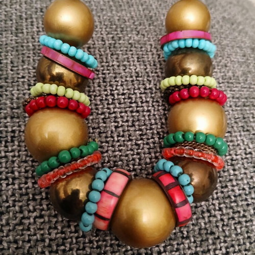 Long colorful necklace like new, boho style, 72cm+6cm extension