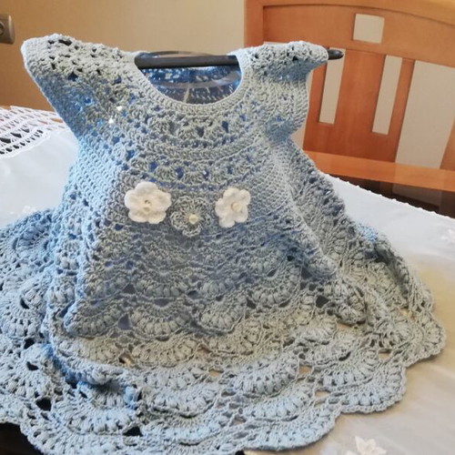 Handmade knitted baby dress, new, 44 cm length