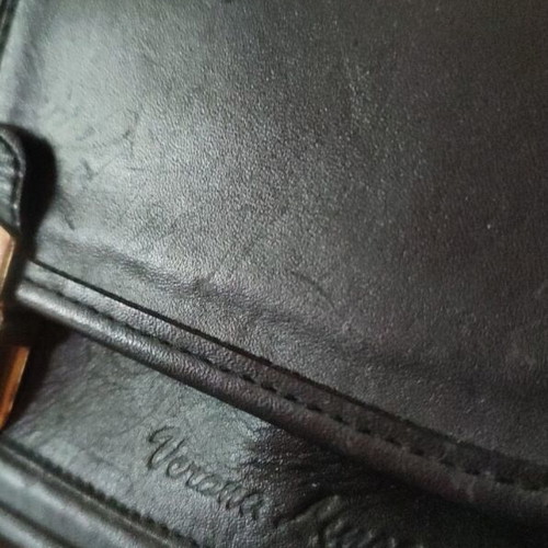 Leather handbag used, French vintage, black