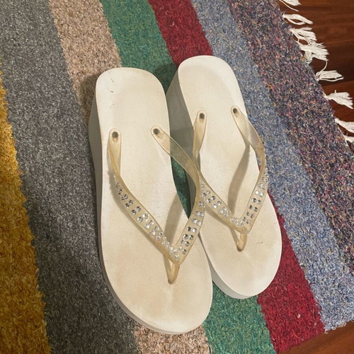Flip flops high platform used, size medium, white