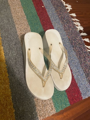 Flip flops high platform used, size medium, white