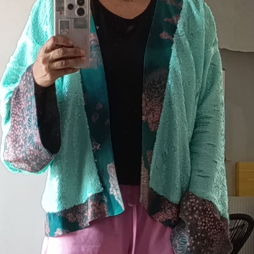 Nidodileda Aqua Sequined Oversized Jacket like new, one size, turquoise