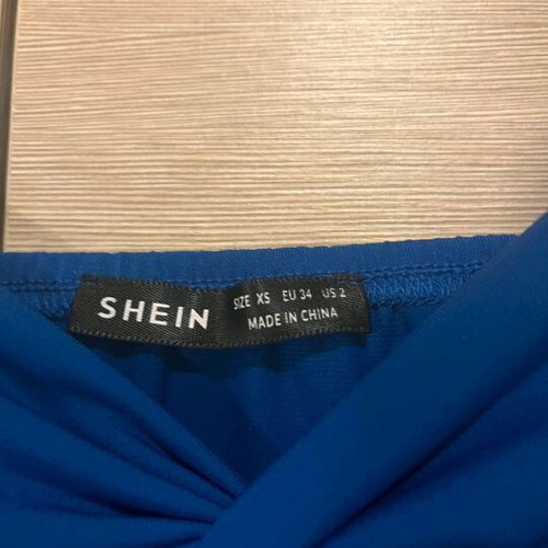 Shein blue dress like new, short with ruching and adjustable straps