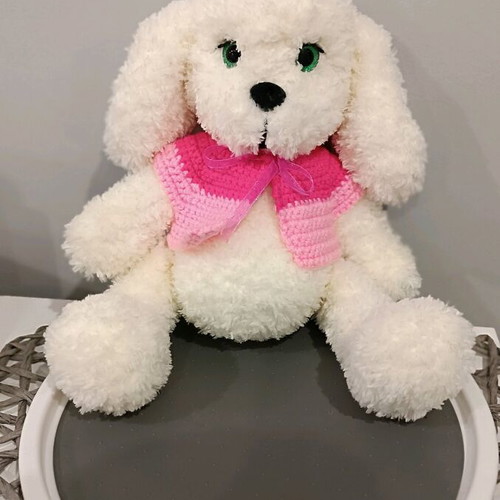 Handmade knitted puppy made to order with plush yarn
