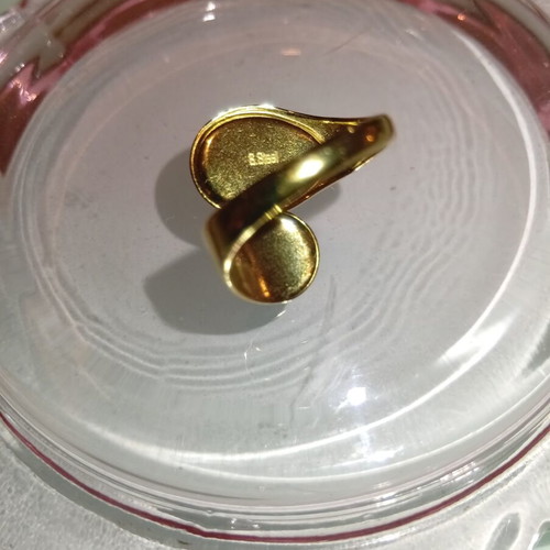Ring gold stainless steel with blue stone new