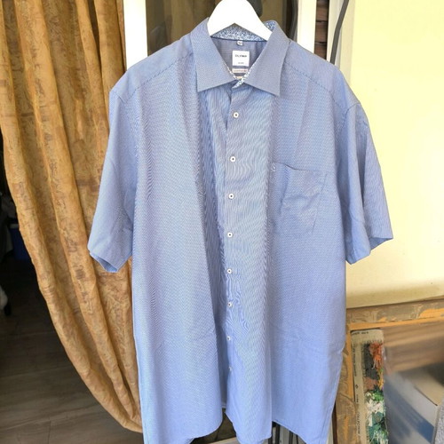 Olymp 4XL 100% Cotton Shirt Like New, Light Blue