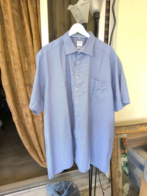 Olymp 4XL 100% Cotton Shirt Like New, Light Blue