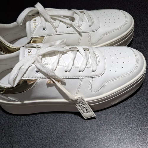 Guess Lifet Flatforms sneakers size 41, like new, white and gold