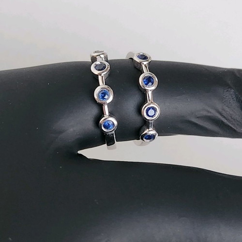 White gold rings used, set of 3, 14 carat with sapphire and brilliant