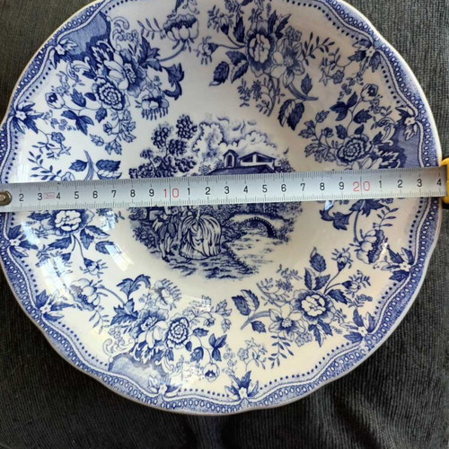 Vintage Ironstone Tableware Set of 3 Platters with Blue Decoration like new