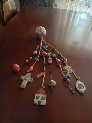 Handmade ceramic charm new with artistic motifs and beads