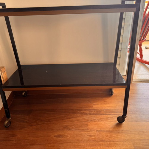 Modern brown serving trolley bar cart like new with wheels