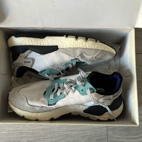 Adidas Nite Jogger used sneakers size 43 white turquoise