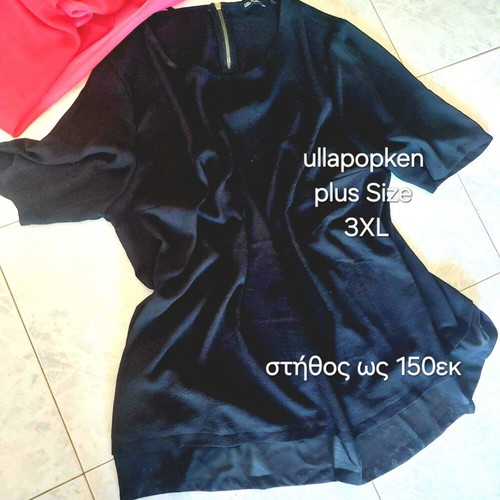 Ulla Popken Plus Size 3XL black tunic with sheer details