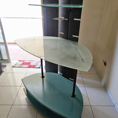 TV furniture used, handmade with adjustable glass surfaces