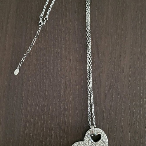 Heart Necklace with Rhinestones silver, used, tally weijl