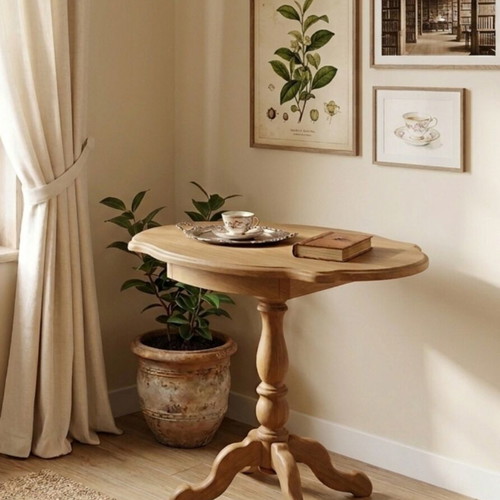Handmade Venetian Style Solid Mahogany Side Table with Secret Drawer