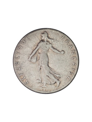 50 Centimes 1917 coin used, silver French Third Republic