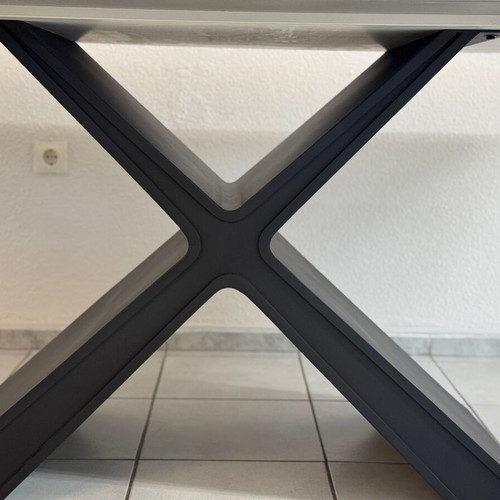 Lexie Grey dining table like new with ceramic top and black frame