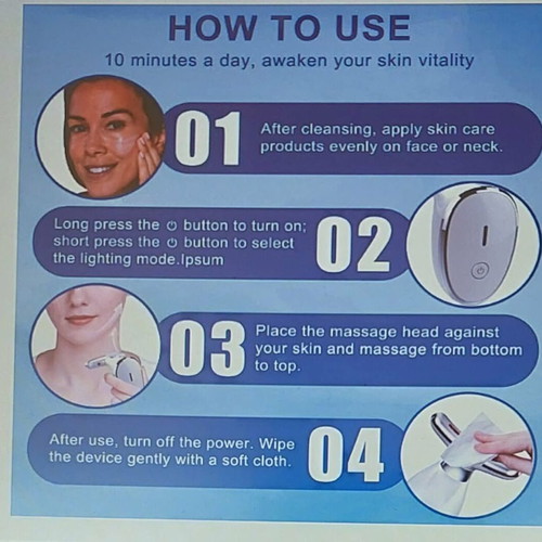 Electric face and neck massager new, with 7-color vibration and thermal mode