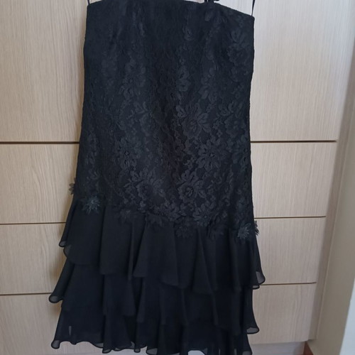 Black evening dress used, size L with lace and muslin