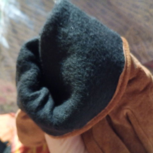 Men's gloves used, warm with soft lining, wool, black and beige