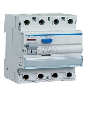 Relay 4P 40A Type A 30mA Sensitivity New by Hager and Schneider, Pack of 3