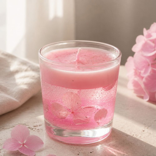 Sakoura glass soy gel candle with dried flowers