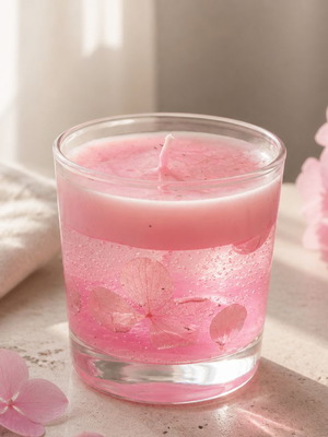 Sakoura glass soy gel candle with dried flowers